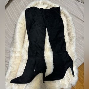 Suede thigh high stiletto boots